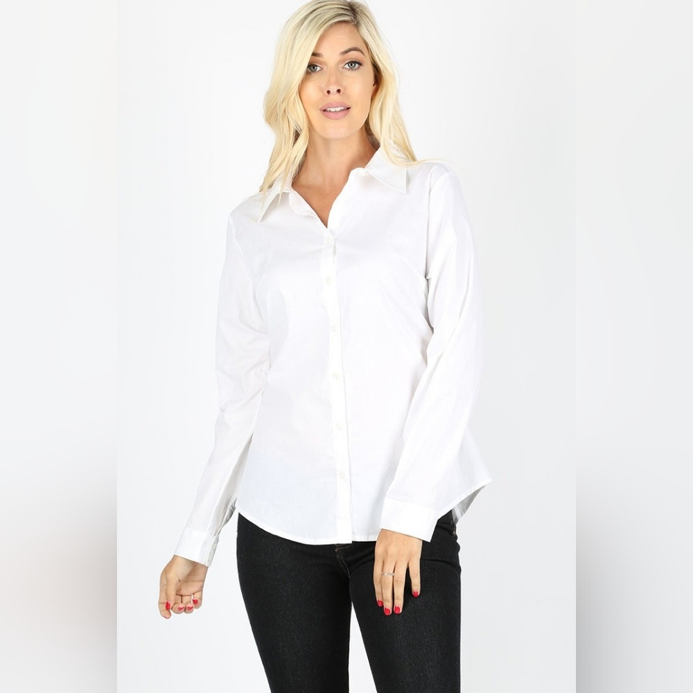 Zenana Crisp White Button-Down Shirt | Timeless Closet Essential | S–3X